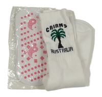 2x bílé ponožky - s protiskluzem - nové + s palmou