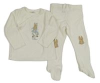 2Set - Bílá sametová zavinovací propínací mikina s králíčkem - Peter Rabbit + polodupky
