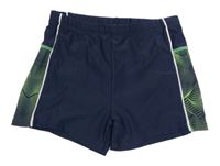 Tmavomodro-zelené nohavičkové plavky se vzorem 