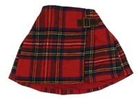 Červeno-farebná kockovaná skladaná sukňa Next