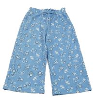 Svetlomodré voľné é nohavice s kvietkami