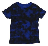 Čierno-zafírové batikované tričko H&M
