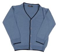 Modrý vlnený prepínaci sveter s tmavomodrým lemem