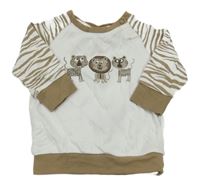 Bielo-hnedá mikina so zvieratkami a vzorom H&M
