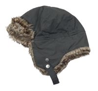 Tmavoš,edá kostkovaná zateplená beranice H&M