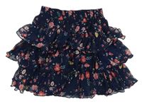 Tmavomodrá kvetovaná žoržetová sukňa Dopodopo