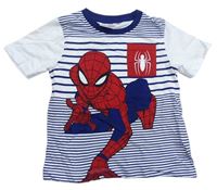 Bielo-tmavomodré pruhované tričko so Spider-manem zn. Marvel