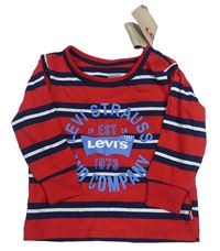 Červeno-tmavmodro-bílé pruhované triko s nápisem Levi´ s