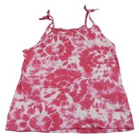 Tmavorůžovo-biely batikovaný top H&M