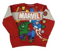 Červeno-šedá mikina s hrdiny Marvel