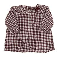 Vínovo-biela kockovaná blúzka s mašlou H&M