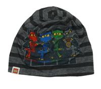 Šedo-tmavošedá pruhovaná čepice Ninjago