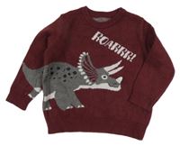 Mahagónovoý sveter s dinosaurom Nutmeg
