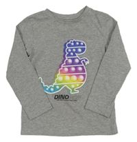 Šedé melírované triko s dinosaurem 