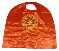 Kostým - Červený/zelený saténový plášť s potiskem 