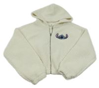 Smetanová huňatá crop mikina se Stichem a kapucí H&M