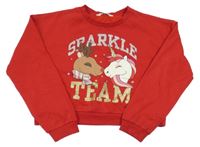 Čierna crop mikina s jednorožcom a sobom H&M