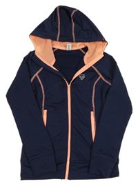 Tmavomodro-růžová sportovní propínací mikina s kapucí Yigga 