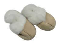 Béžové semišové zateplené domácí bačkory vel. 24