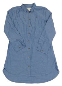 Modré plátěné propínací šaty riflového vzhledu H&M