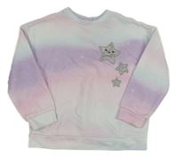 Fialovo-světlemodro-ružová tónová mikina s hviezdičkami Fagottino