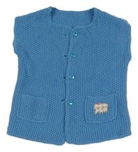 Modrá pletená prepínaci vesta so slonom