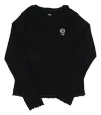 Čierne rebrované tričko so slniečkom M&S