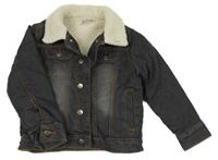 Tmavošedá riflová zateplená bunda 