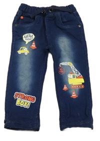 Tmavomodré teplákové rifle s auty Orsolino