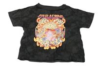 Sivo-čierne batikované tričko s potlačou Nutmeg