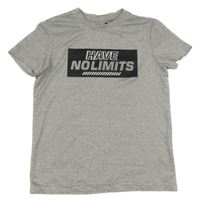 Šedé melírované sportovní tričko s nápisem Ergeenomix 