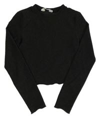 Čierne trblietavé crop tričko H&M