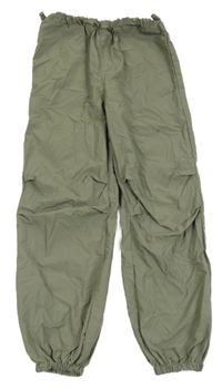 Khaki šušťákové cuff nohavice Primark