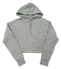 Sivá melírovaná crop mikina s kapucňou H&M