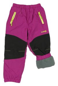 Purpurovo-šedé šusťákové podšité outdoorové kalhoty Wolf 