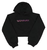Čierna crop mikina s logom a kapucňou Donnay