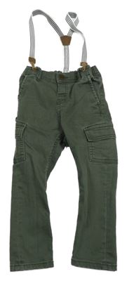 Khaki cargo rifle s odepínacími kšandami H&M