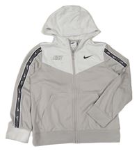 Sivo-biela prepínaci športová mikina s logom a kapucňou Nike