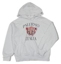 Biela mikina s leopardom a kapucňou H&M
