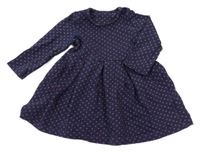 Tmavomodré teplákové puntíkatá šaty Mothercare