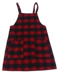 Červeno-čierne kockované vlnené šaty Next