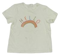 Smotanové tričko s dúhou a nápisom H&M