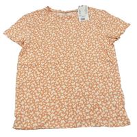 Světleskořicové tričko s bielymi motýlikmi H&M
