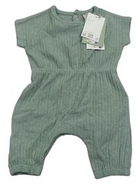 Olivovo-sivý melírovaný rebrovaný nohavicový overal zn. H&M