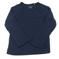 Tmavomodré žebrované úpletové mikinotriko PRIMARK