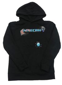 Čierna mikina s Minecraft a vreckom a kapucňou