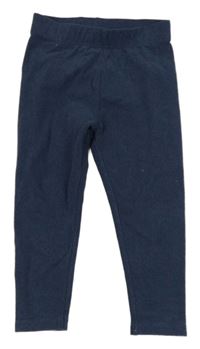 Tmavomodré melírované rebrované teplákové legíny Nutmeg