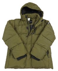 Nové - khaki prešívaná šušťáková zimná bunda s odopínacíá kapucňou beatwear