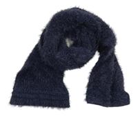 Tmavomodrá chlpatá šál so trblietavymi pruhmi Petrol