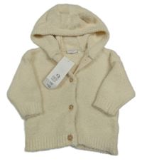 Nové - smetanový propínací svetr s kapucí s oušky F&F